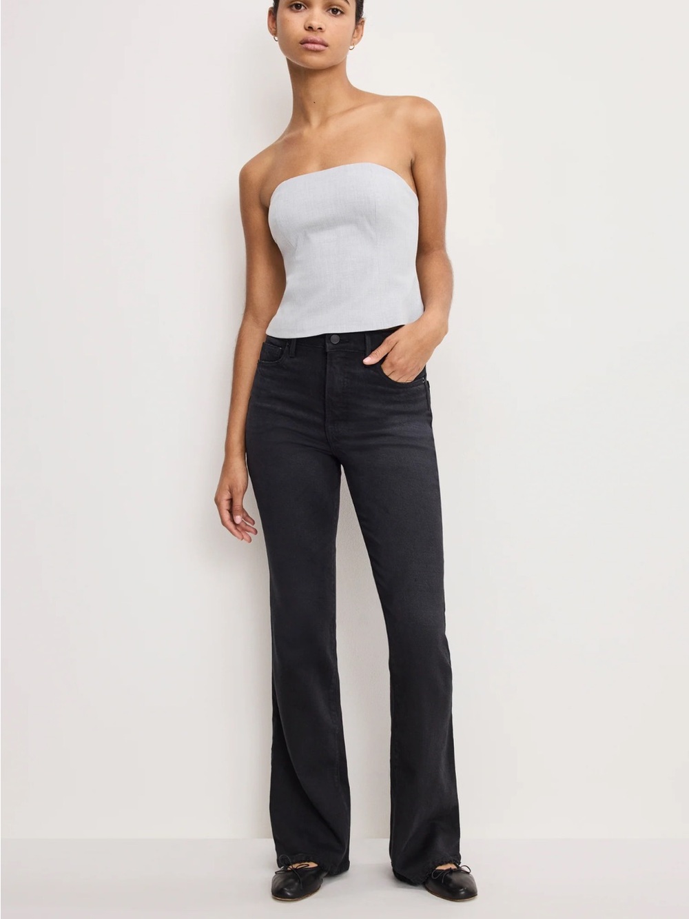 Good American SOFT TECH GOOD CLASSIC BOOTCUT JEANS | BLACK344 - BLACK344 / 14